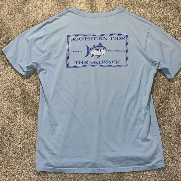 Southern Tide Skipjack Tuna Logo T Shirt UNC North Carolina Blue Boating Fishing - Picture 1 of 6